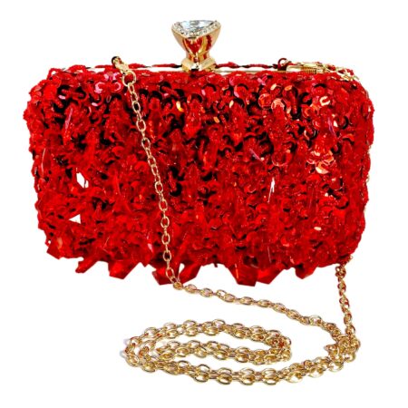 Sequins of Events Handbag (red with long chain handle)