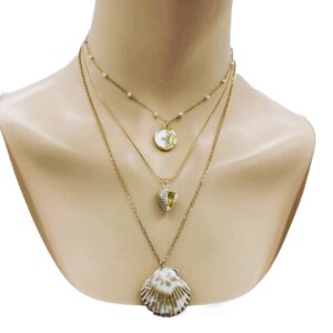 Shell Trifecta necklace (front view)